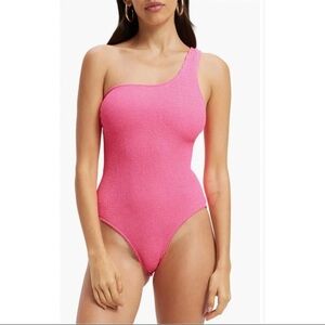 Good American Always Fits Hot pink Shoulder One Piece Swimsuit Pink 1/2 S/M